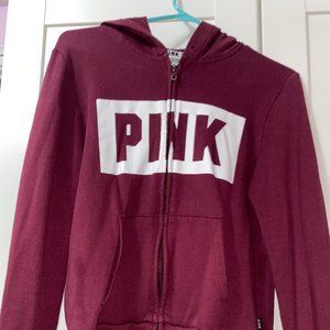 VS Pink Burgundy Full-Zip Sweater